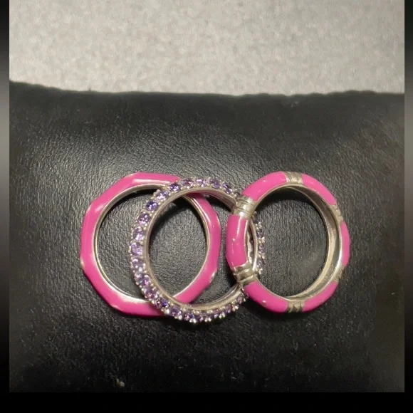 Enamel sterling silver stackable rings size 7 - Picture 2 of 6